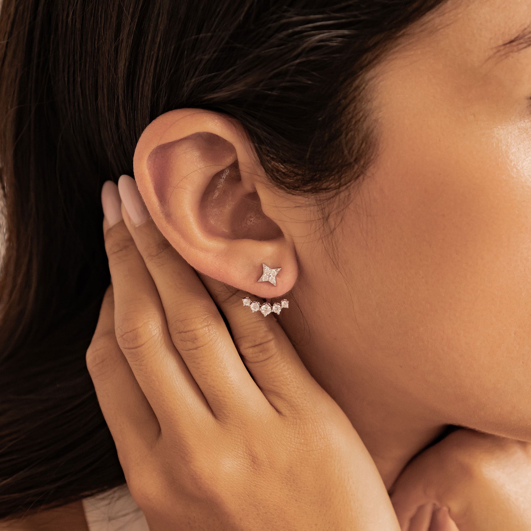 Boucles d’oreilles Ear Jacket Étoiles Sterling Argent